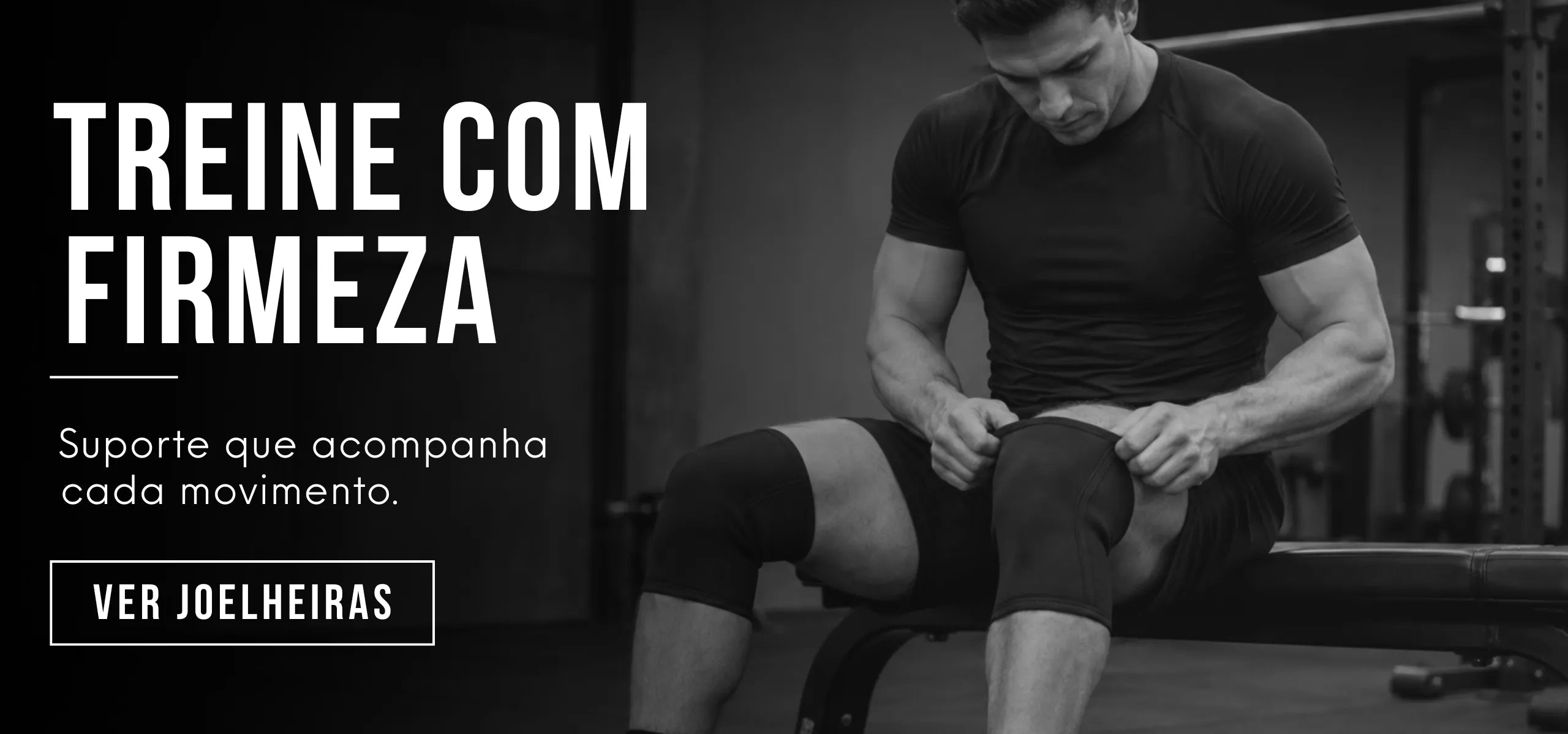 Atleta ajustando joelheira de compressão antes do treino