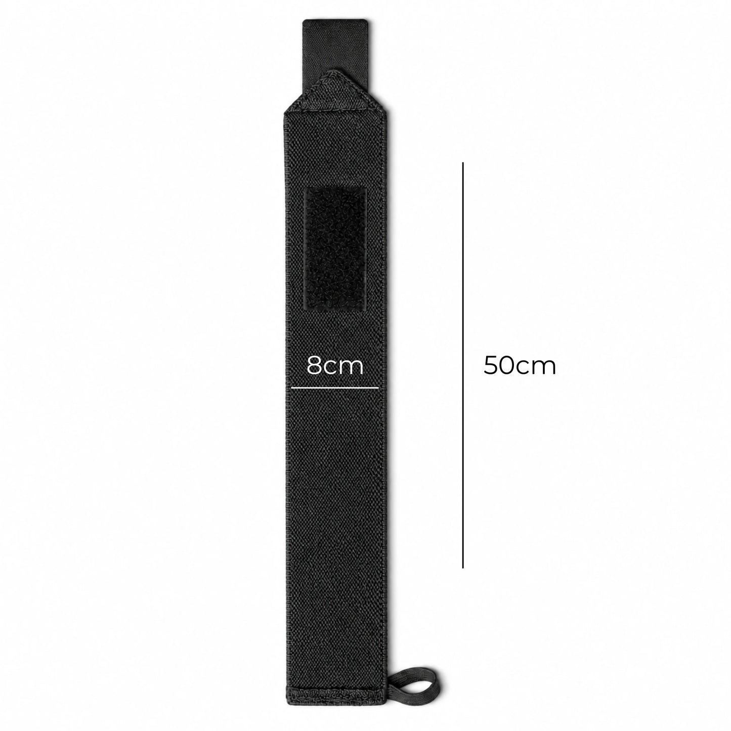 Medidas da faixa de pulso: 50 cm de comprimento e 8 cm de largura