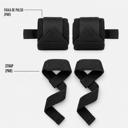 Itens inclusos no Kit Essencial: faixas de pulso e straps