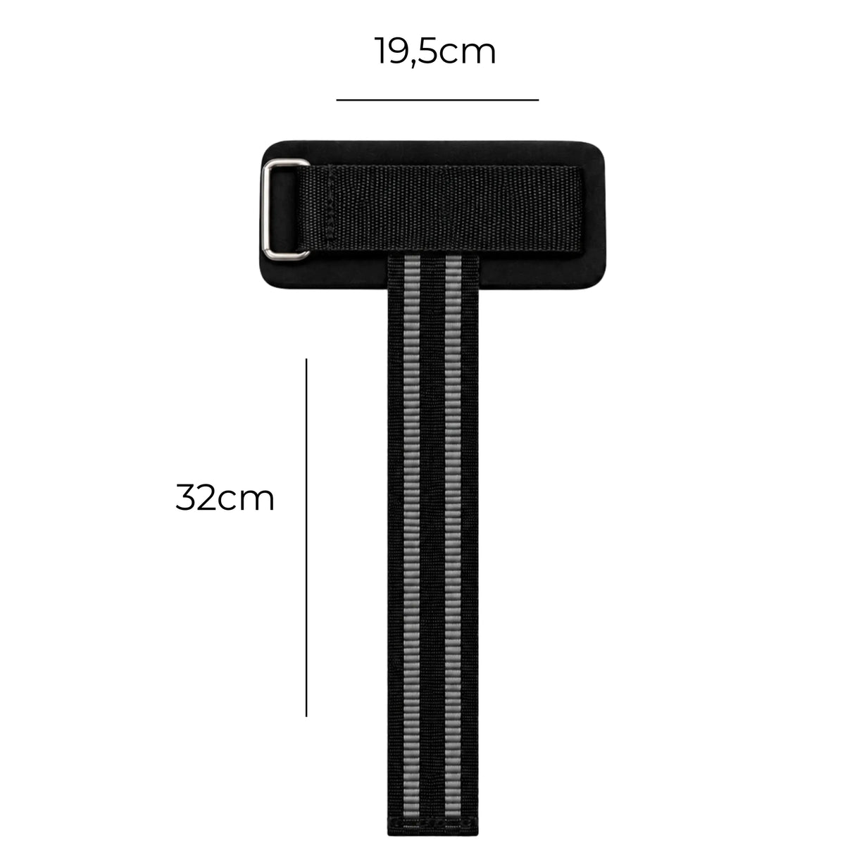 Munhequeira com strap preta com 19,5 cm no punho e tira de 32 cm
