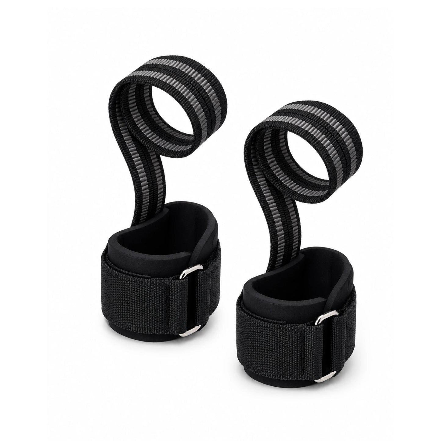 Par de munhequeiras com strap com as tiras enroladas sobre fundo branco