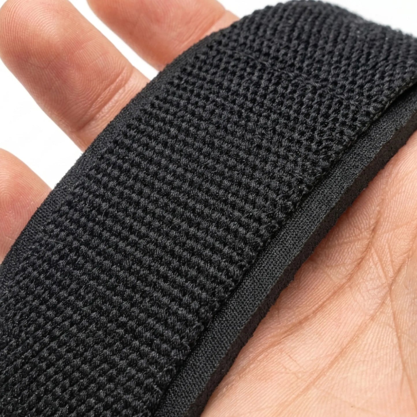 Close-up da textura, da trama e do acabamento da tira do strap para academia