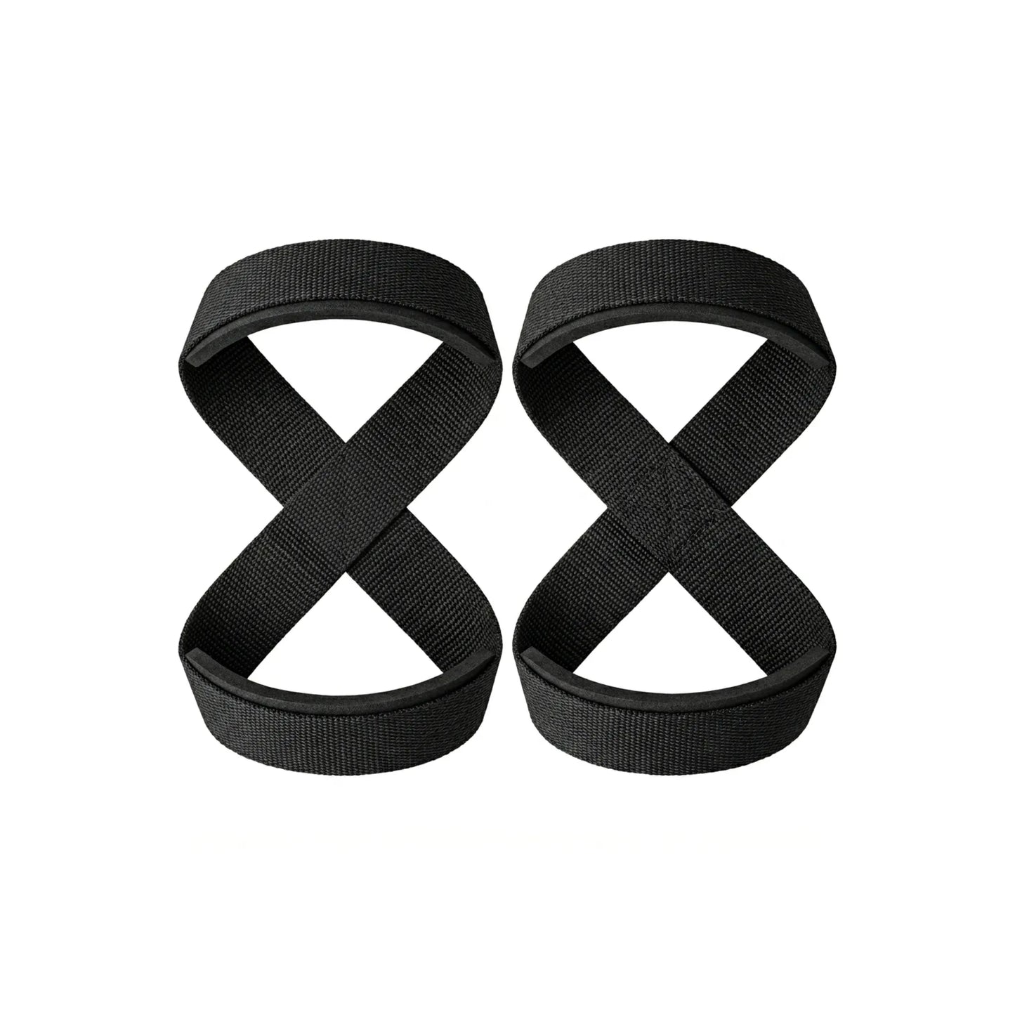 Par de straps 8 pretos sobre fundo branco