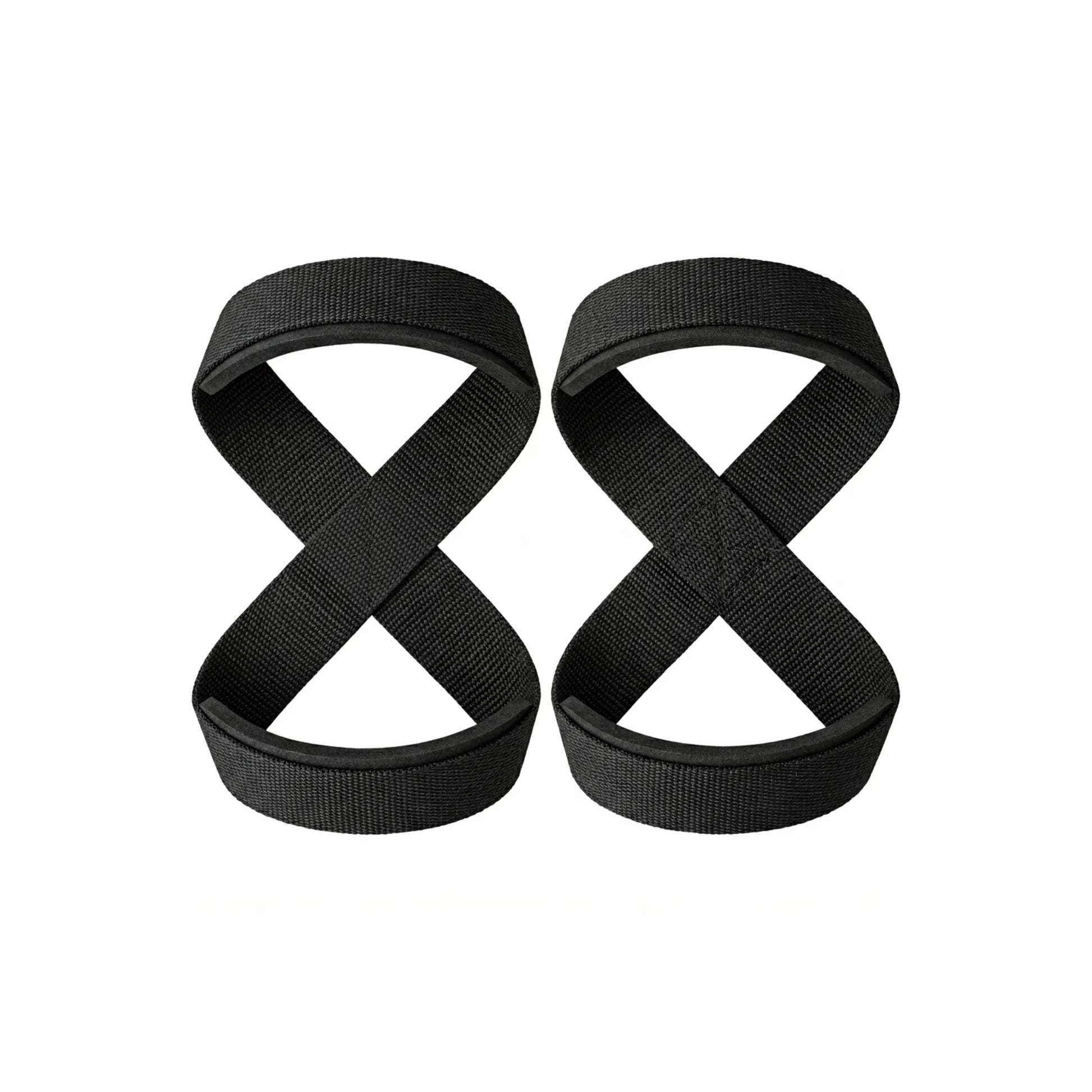 Par de straps 8 pretos sobre fundo branco