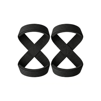 Par de straps 8 pretos sobre fundo branco
