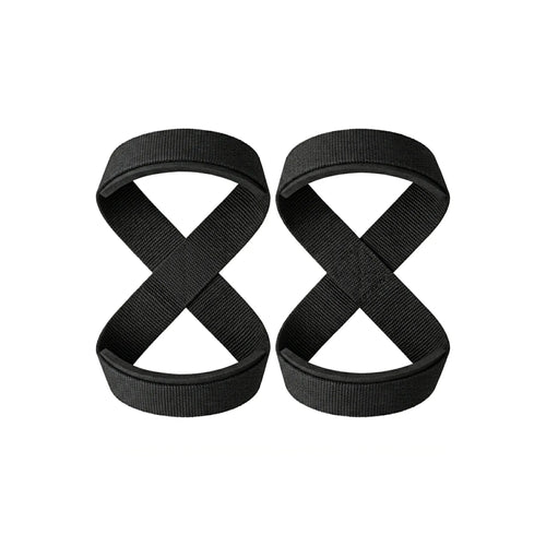 Par de straps 8 pretos sobre fundo branco