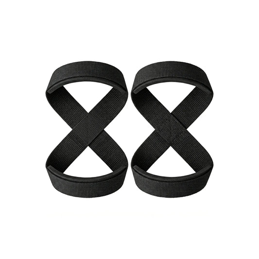 Par de straps 8 pretos sobre fundo branco